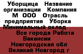 Уборщица › Название организации ­ Компания М, ООО › Отрасль предприятия ­ Уборка › Минимальный оклад ­ 14 000 - Все города Работа » Вакансии   . Новгородская обл.,Великий Новгород г.